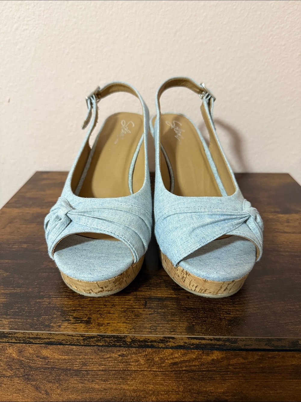 Solanz Slingback Cork Wedge Sandals